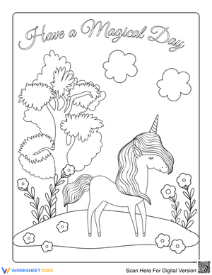 Unicorn Near Flowers Illustration