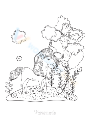 Unicorn Near Flowers Illustration