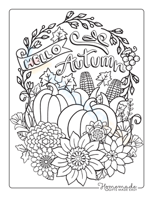 Hello Autumn Coloring Page