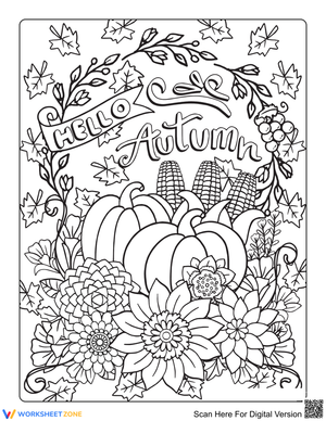 Hello Autumn Coloring Page