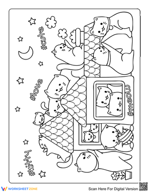 Cute Kitten Playing Illustration