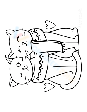 Two Cute Cats in Love Illustration