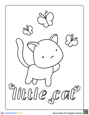 Little Cat with Butterflies Illustration