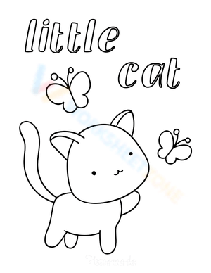 Little Cat with Butterflies Illustration