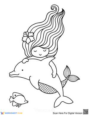Mermaid with Dolphin Illustration