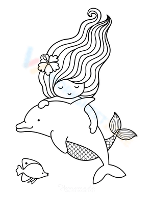 Mermaid with Dolphin Illustration