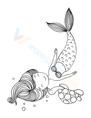 Cute Mermaid with Turtle Illustration