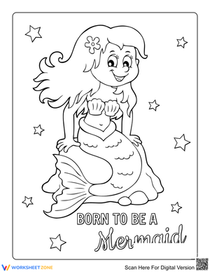 Cartoon Mermaid Sitting on Rock Illustration