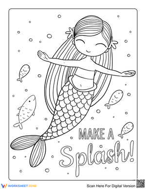 Sweet Mermaid Swimming Illustration