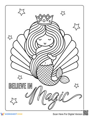 Crowned Mermaid with Clam Shell Illustration