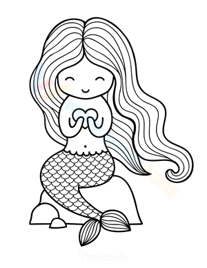 Cute Mermaid Holding Heart Illustration