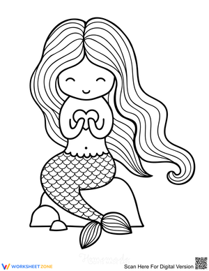 Cute Mermaid Holding Heart Illustration