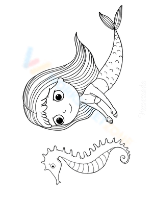 Cute Seahorse and Mermaid Illustration