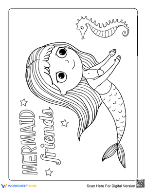 Cute Seahorse and Mermaid Illustration