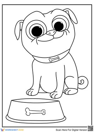 Cute Dog with a Bowl Illustration
