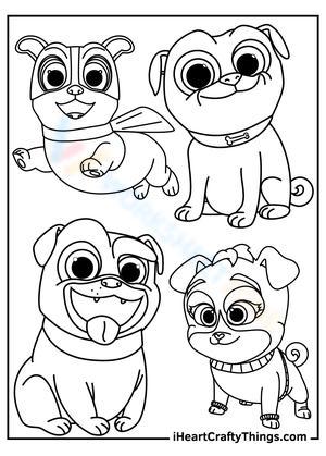 Four Happy Puppy Dogs Illustration