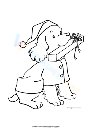 Dog Holding Christmas Gift Illustration