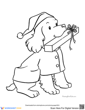 Dog Holding Christmas Gift Illustration