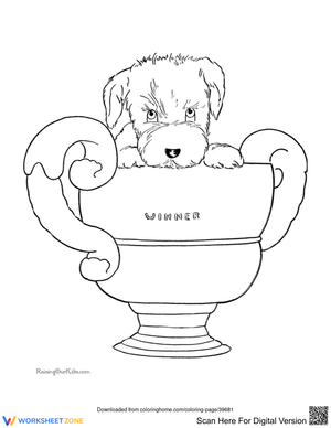 The Dog Winner with Cup Illustration