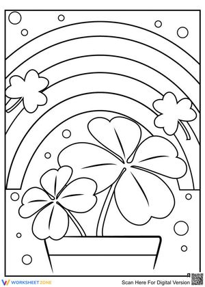 Four-Leaf Clover with Rainbow Illustration Worksheet