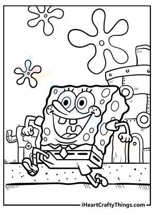 Happy SpongeBob Walking Illustration Worksheet