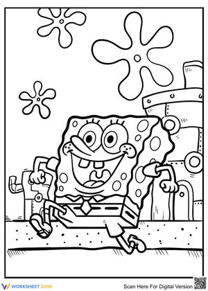 Happy SpongeBob Walking Illustration Worksheet