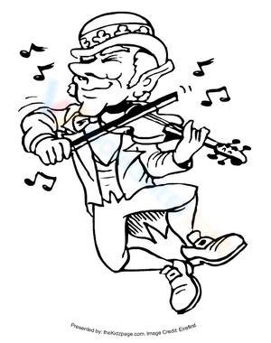 Leprechauns Playing Guitar Illustration Worksheet