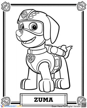 Zuma Paw Patrol Coloring Page | Printable Worksheet
