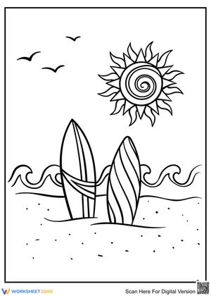The Sun and Beach Illustration Worksheet