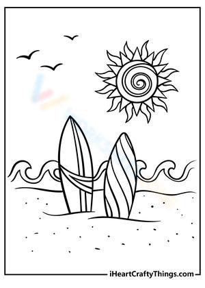 The Sun and Beach Illustration Worksheet