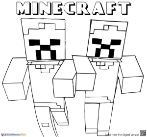 A Pair of Minecraft Characters Illustration Worksheet