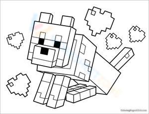 Coloring with Minecraft Dog