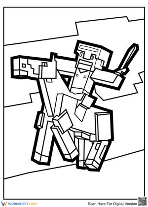 Minecraft on a Horse Illustration Worksheet