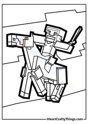 Minecraft on a Horse Illustration Worksheet