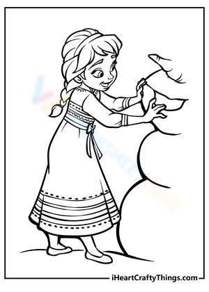  Anna building a snowman