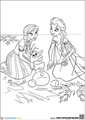 Elsa and Anna Building a Snowman Worksheet