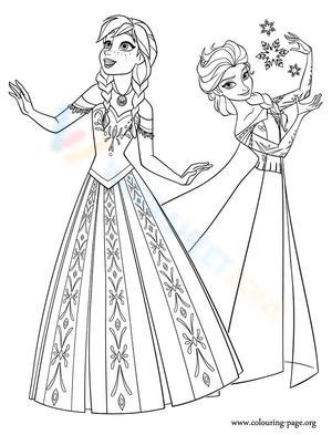Elsa and Anna Dancing Illustration Worksheet
