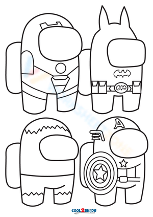 Among Us Superheros Illustration Worksheet