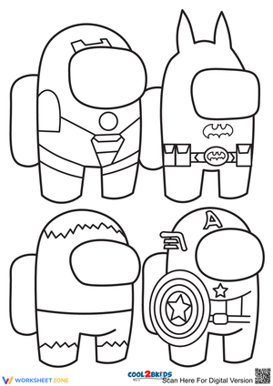 Among Us Superheros Illustration Worksheet