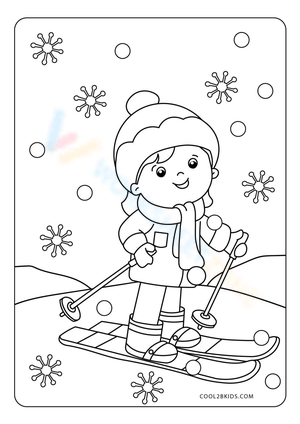 Girl Skiing Adventure: A Winter Sports Worksheet