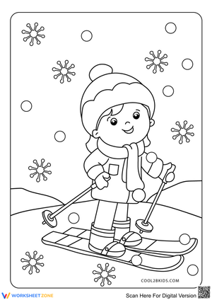 Girl Skiing Adventure: A Winter Sports Worksheet