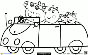 Peppa Pig Family Car Coloring Page | Printable Worksheet