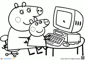 Peppa Pig Computer Coloring Page | Essential Printable