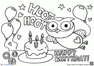 Owl Birthday Coloring Page | Essential Grade K-2
