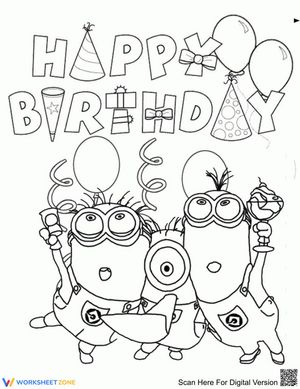 Happy Birthday Minion Coloring Page | Essential Printable