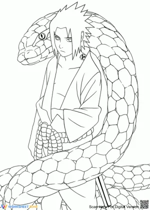 Sasuke with Snake Naruto Anime Character Coloring 