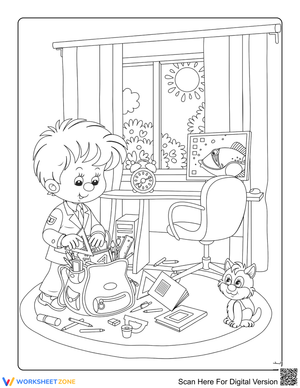 Boy Packing School Bag