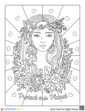 Beautiful Forest Maiden Floral Coloring Page