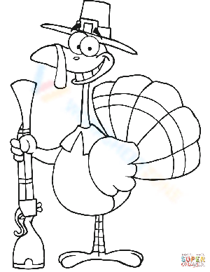 Happy Turkey with Pilgrim Hat