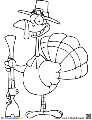 Happy Turkey with Pilgrim Hat